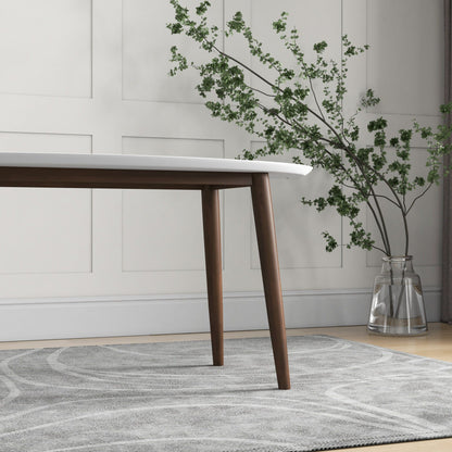 Mid-Century Modern Oval Dining Table, white solid wood construction, HouseOfZazla on Tampa Home & Garden Store