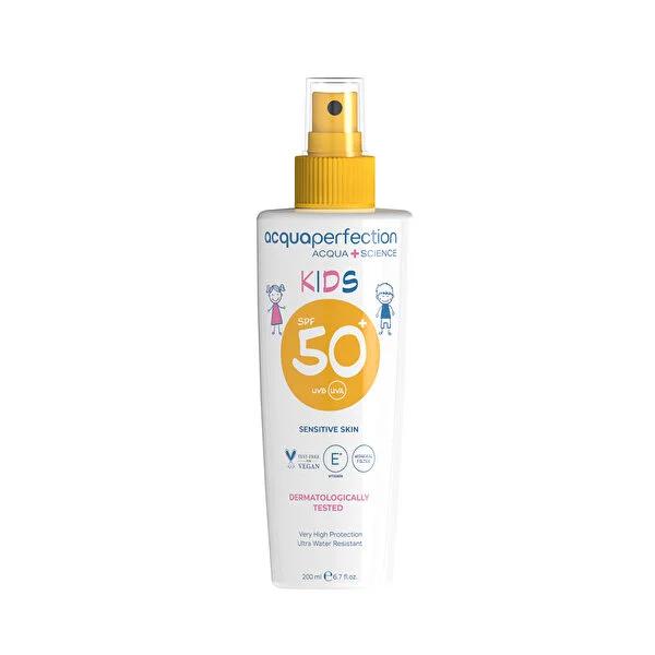 Acqua Perfection Kids SPF50 sunscreen spray fragrance-free water-resistant protection bottle on Tampa Home & Garden Store
