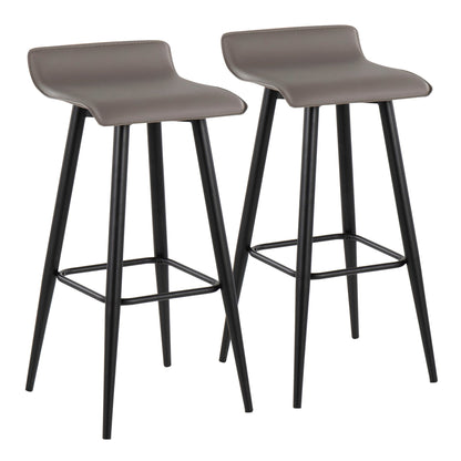 Contemporary fixed-height bar stool set with pearl-silver seats and black bases, 2-pack on Tampa Home & Garden Store