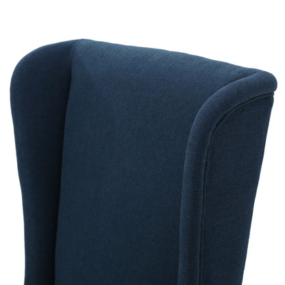 Blue upholstered dining chair with high back in soft fabric from HouseOfZazla on Tampa Home & Garden Store