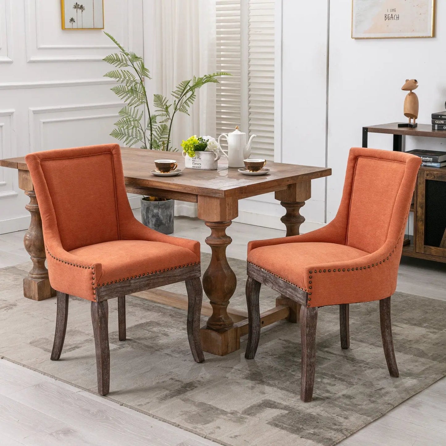 Ultra Side Dining Chair Set of 2 with Nail Heads