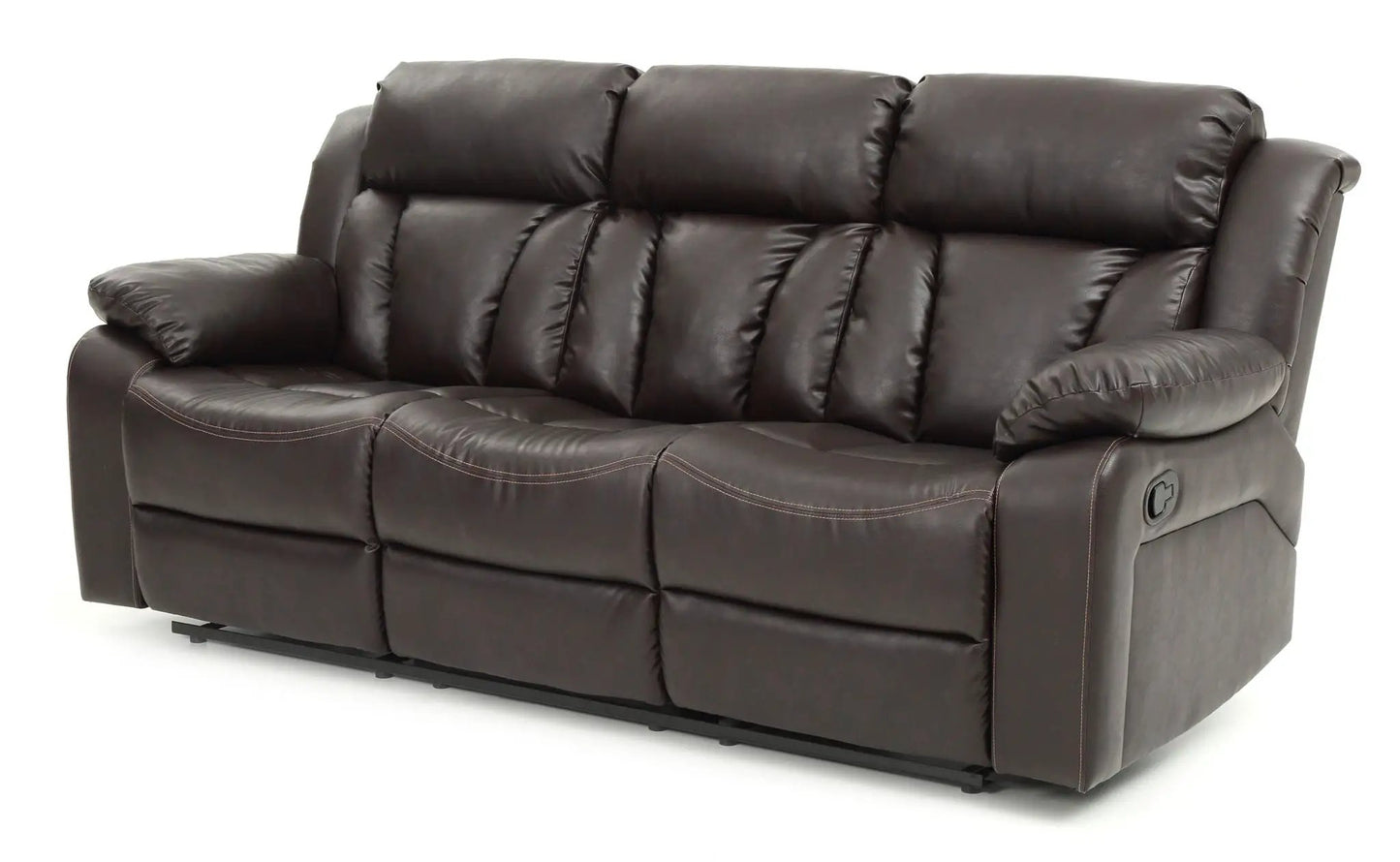 Reclining sofa in dark brown leather with plush back cushions by Unique Piece Furniture on Tampa Home & Garden Store