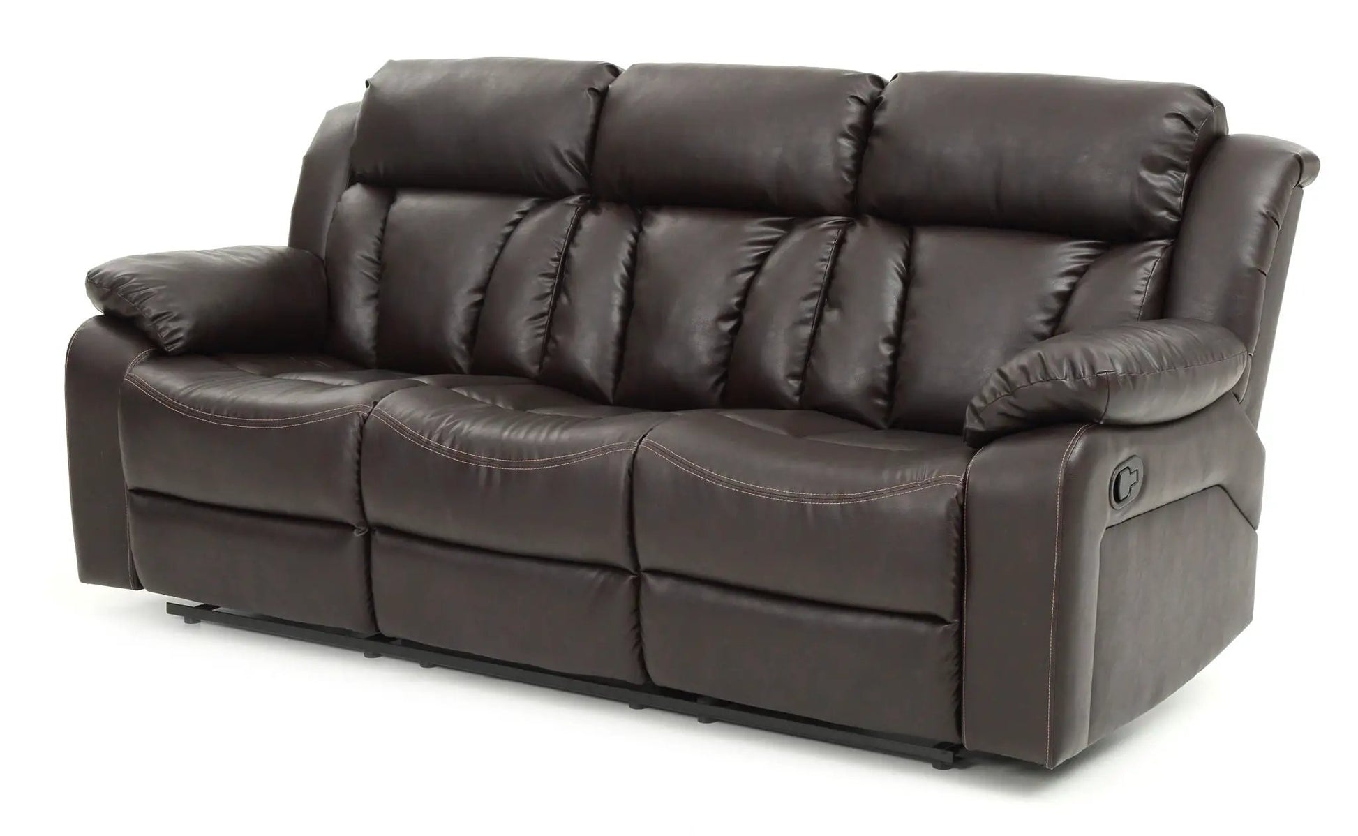 Reclining sofa in dark brown leather with plush back cushions by Unique Piece Furniture on Tampa Home & Garden Store