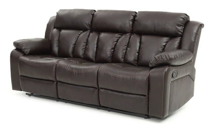 Reclining sofa in dark brown leather with plush back cushions by Unique Piece Furniture on Tampa Home & Garden Store