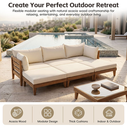 Topmax 6 Piece Acacia Wood Patio Sofa Set