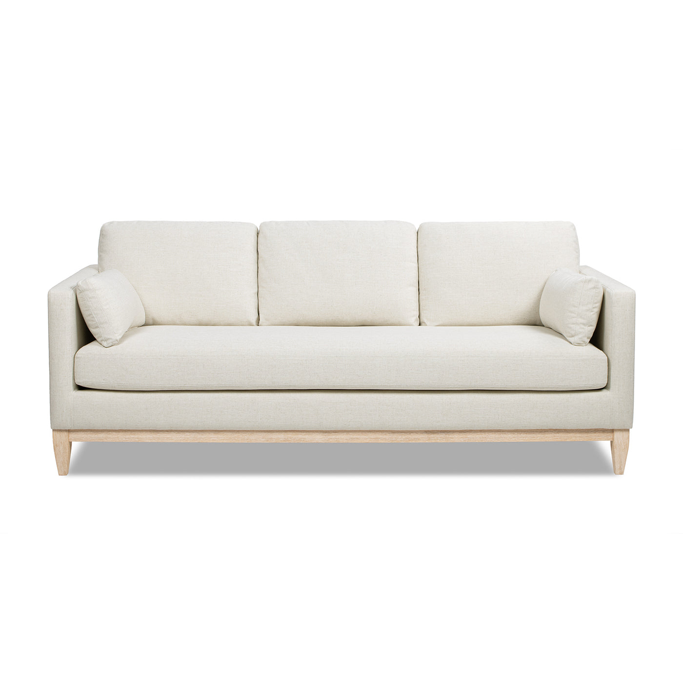 Knox 84' Modern Farmhouse Sofa flax white linen by HouseOfZazla 3-seat with wood legs on Tampa Home & Garden Store