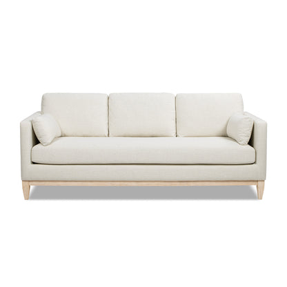 Knox 84' Modern Farmhouse Sofa flax white linen by HouseOfZazla 3-seat with wood legs on Tampa Home & Garden Store