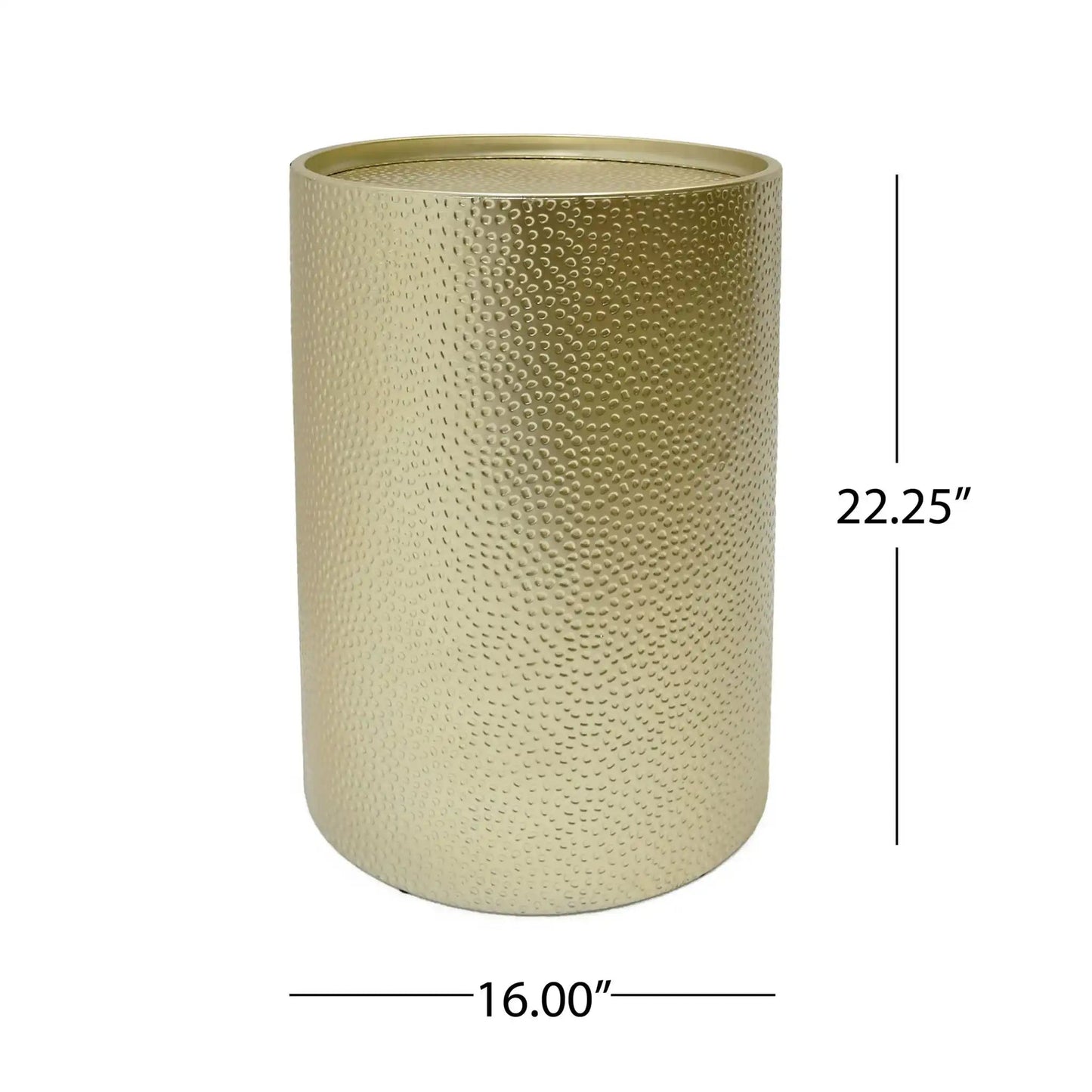 Modern round outdoor accent table by HouseOfZazla with hammered brass finish on Tampa Home & Garden Store