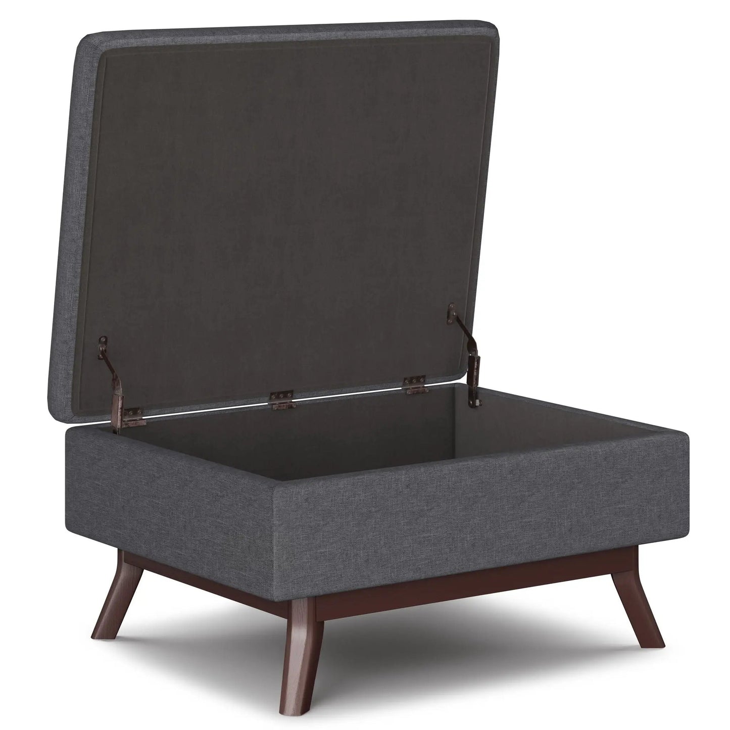 Owen - Upholstered Rectangular Storage Ottoman dark grey fabric with wooden legs on Tampa Home & Garden Store
