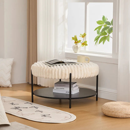 Modern Upholstered Round Ottoman Coffee Table