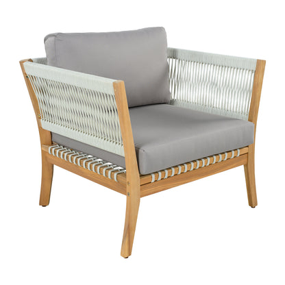 Acacia Wood Patio Chair and Woven Rope Accents