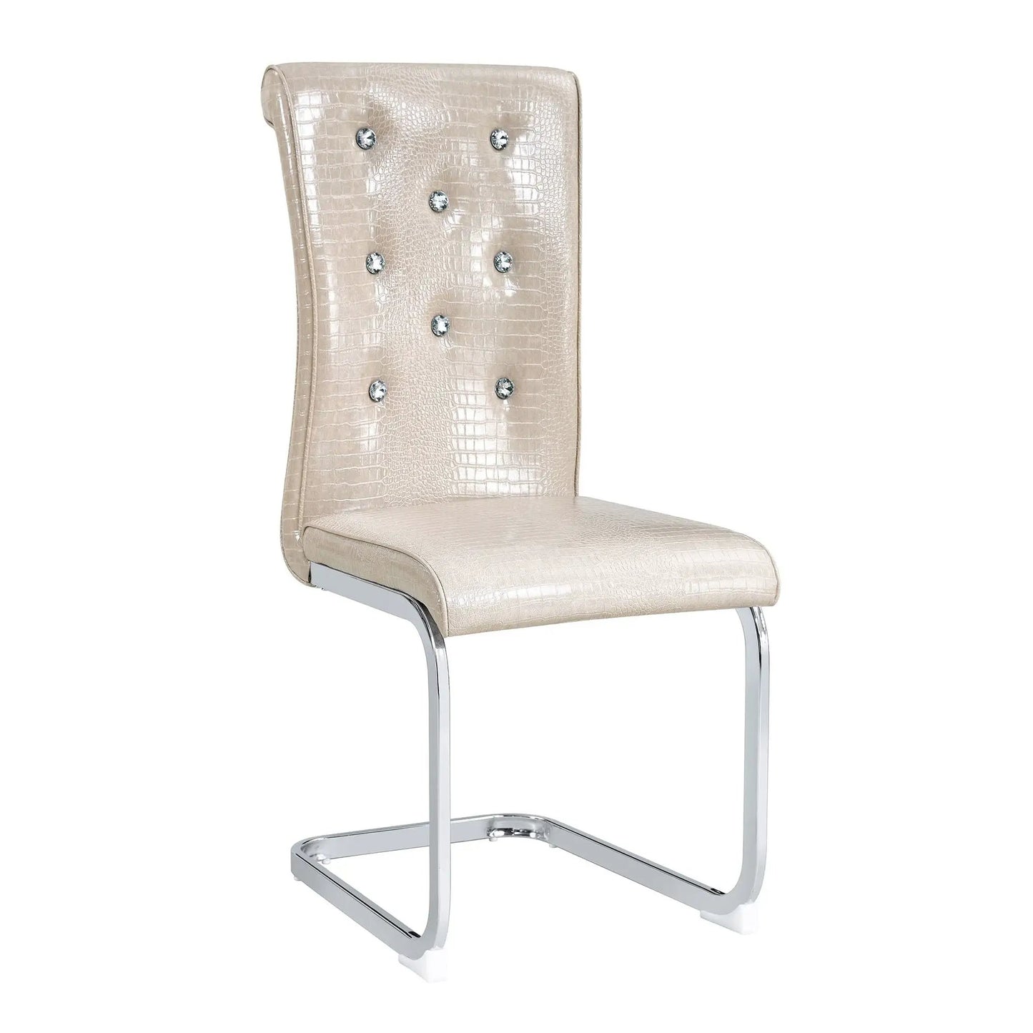 Elegant Dining Chairs with Crystal Button Details