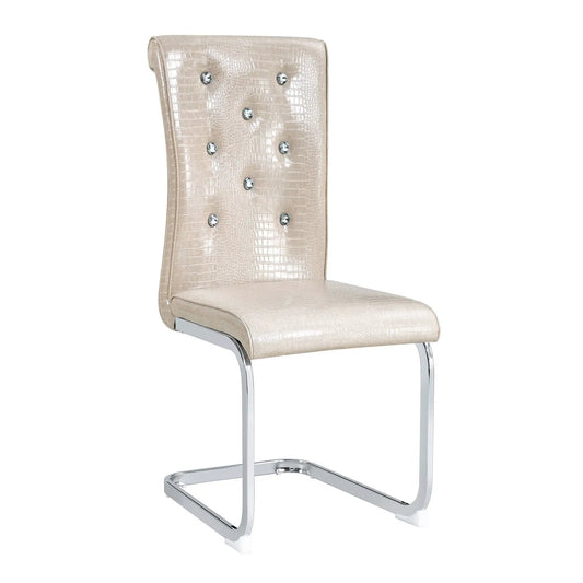 Elegant Dining Chairs with Crystal Button Details