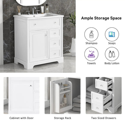 Bathroom Vanity with Sink Top and White Cabinet