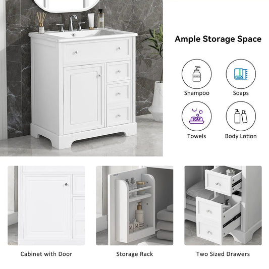 Bathroom vanity with sink top, white cabinet with door and 2 drawers Unique Piece Furniture on Tampa Home & Garden Store
