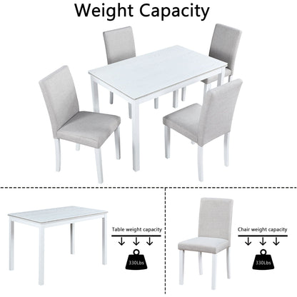 Dining table set with crystal trim and gray upholstered chairs, 5-piece by HouseOfZazla on Tampa Home & Garden Store