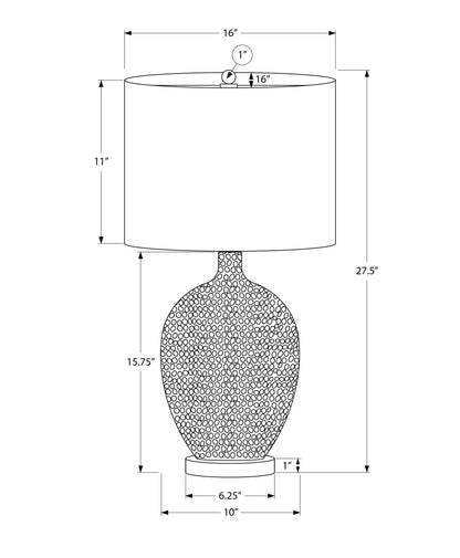 Table lamp ceramic cream base with speckled body and cream drum shade on Tampa Home & Garden Store