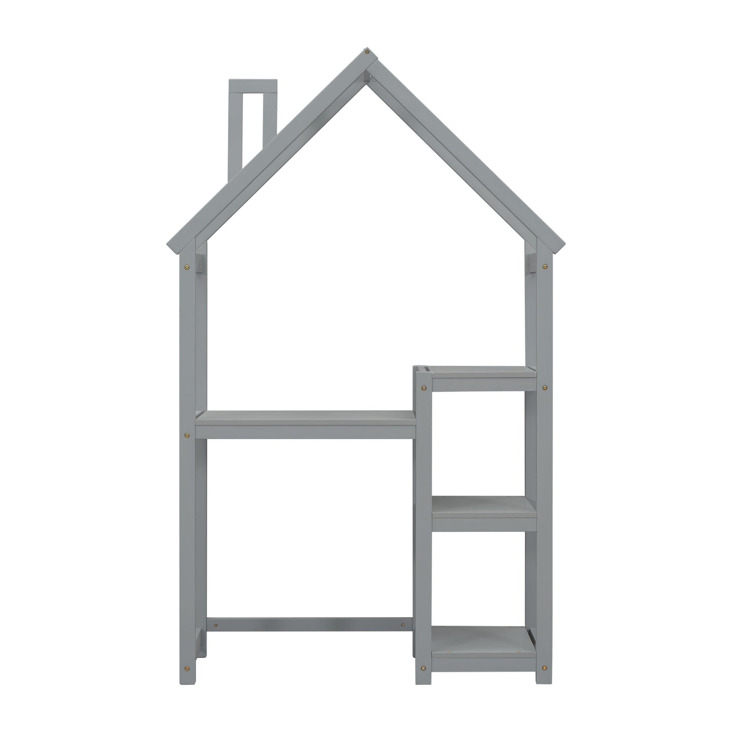 House-shaped Wooden writing Desk,Kids study Table,Bookshelf & Toy Storage,Grey - Tampa Home & Garden Store