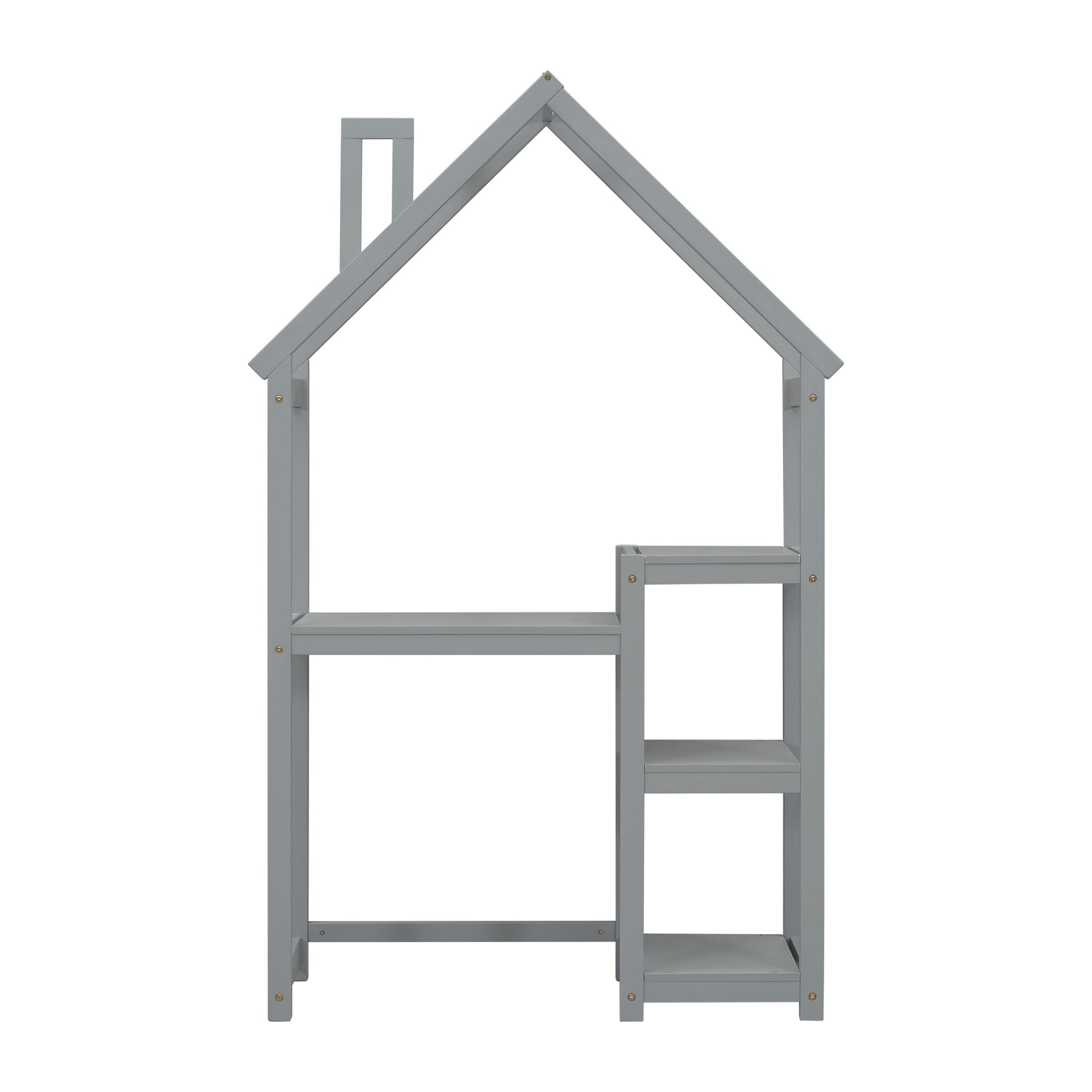 House-shaped Wooden writing Desk,Kids study Table,Bookshelf & Toy Storage,Grey - Tampa Home & Garden Store