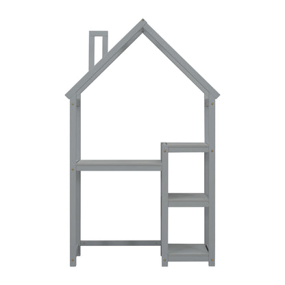 House-shaped Wooden writing Desk,Kids study Table,Bookshelf & Toy Storage,Grey - Tampa Home & Garden Store