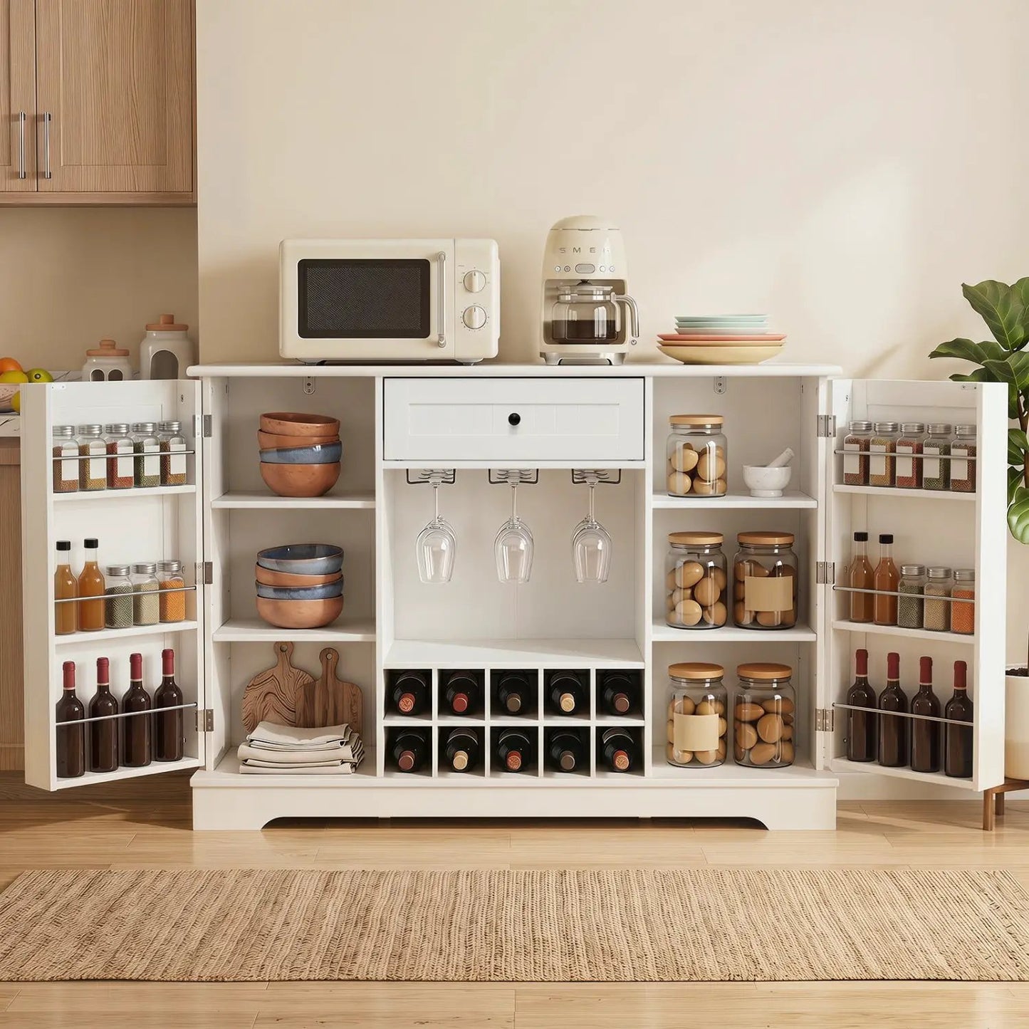 Sideboard Cabinet With Wine Rack and Storage