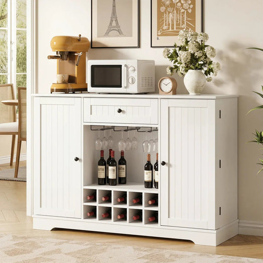 47.2 Inch Sideboard Cabinet with Wine Rack and Storage in white by DirectDeals on Tampa Home & Garden Store