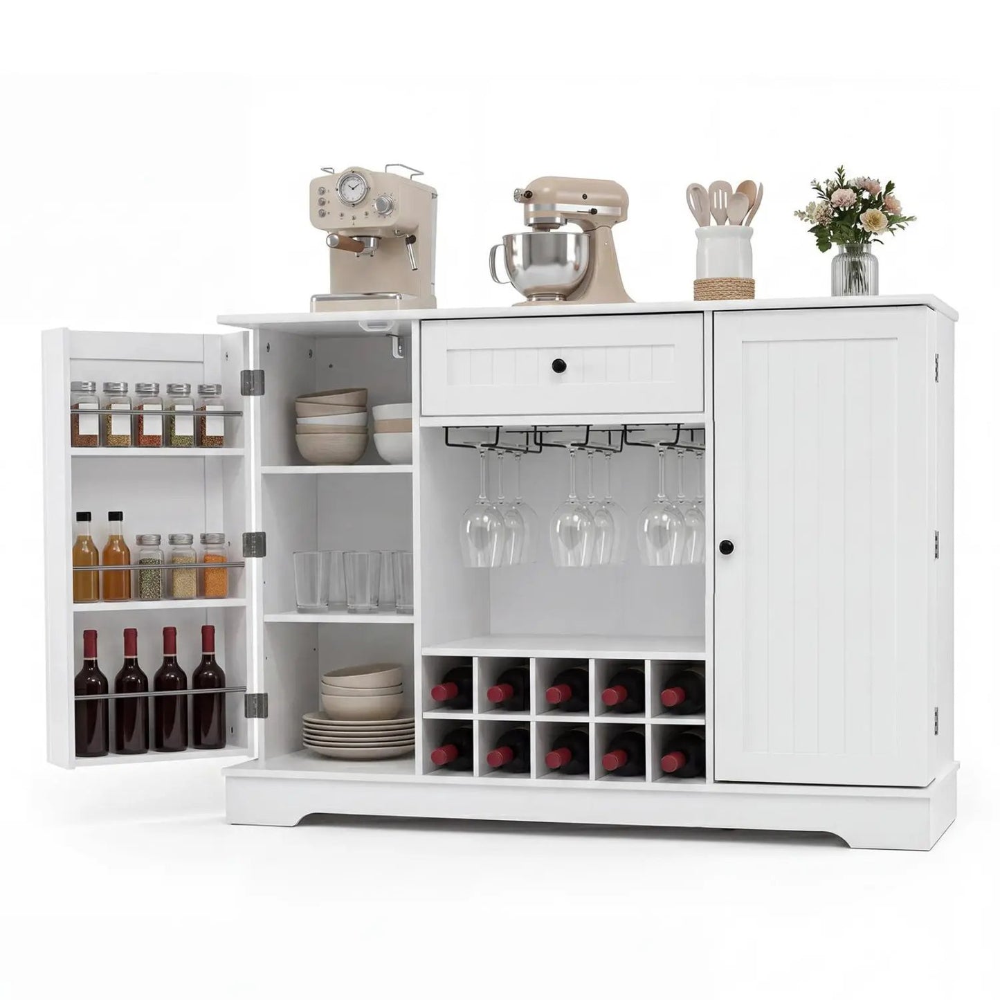 Sideboard Cabinet With Wine Rack and Storage