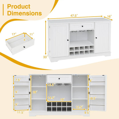 Sideboard Cabinet With Wine Rack and Storage