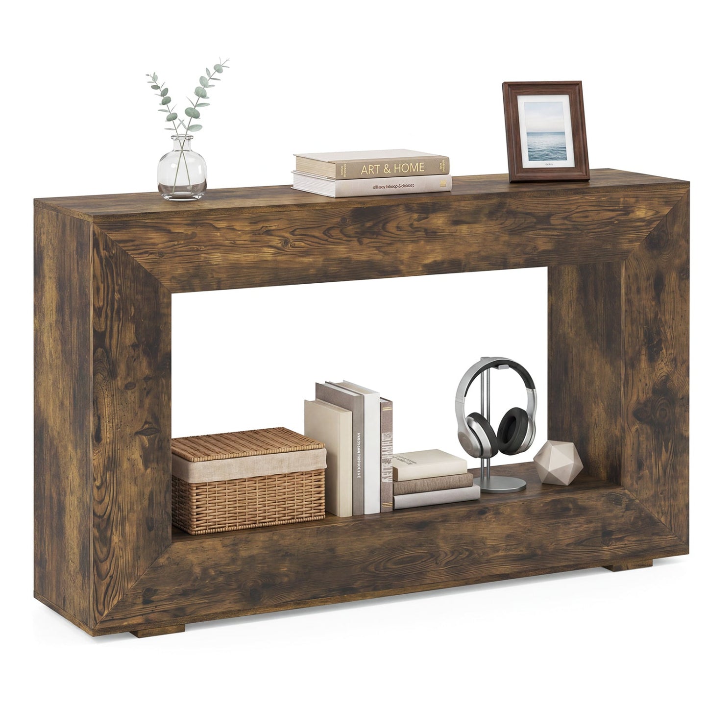 47in farmhouse console table with 2-tier storage shelf by DirectDeals in dark wood on Tampa Home & Garden Store