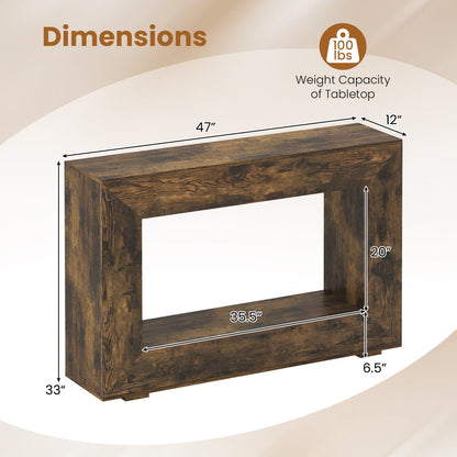 Farmhouse console table DirectDeals 47in with 2-tier storage shelf in dark wood finish on Tampa Home & Garden Store