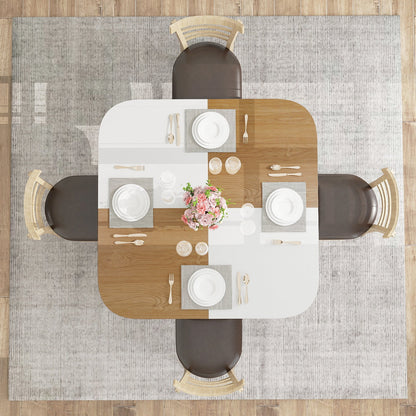 47.5 inch Modern Dining Table Square Kitchen Table with Mix-colored Tabletop