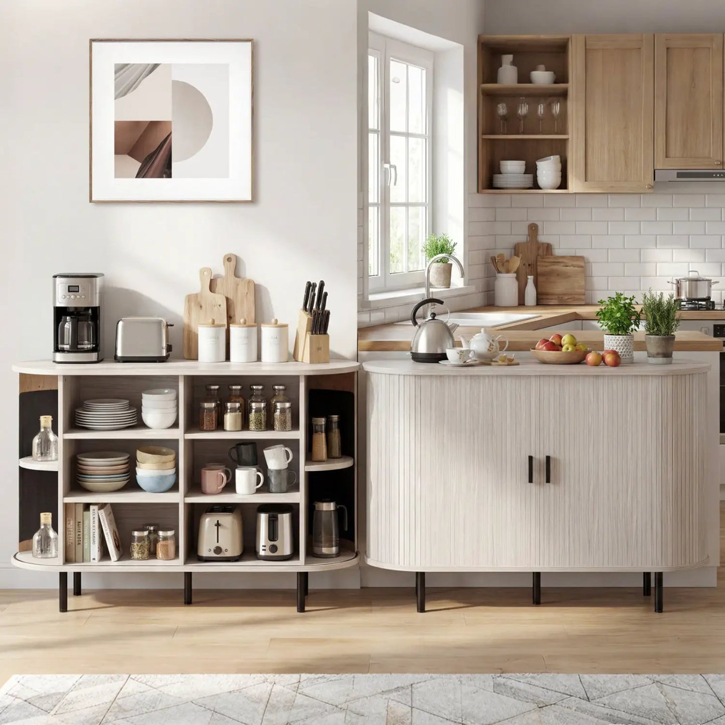 47-Inch Fluted Buffet Cabinet with tambour sliding doors and metal legs by DirectDeals on Tampa Home & Garden Store