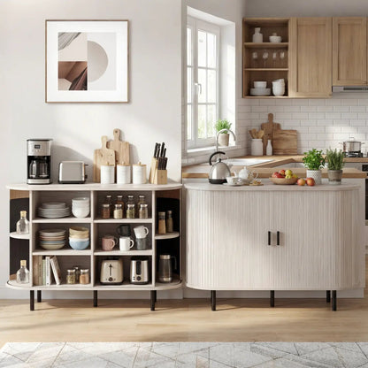 47-Inch Fluted Buffet Cabinet with tambour sliding doors and metal legs by DirectDeals on Tampa Home & Garden Store
