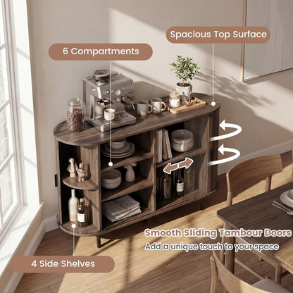 DirectDeals 47-inch fluted sideboard buffet with tambour doors and metal legs 6 compartments on Tampa Home & Garden Store