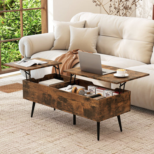 47 Inch Lift Top Coffee Table with 2 Hidden Compartments-Coffee - Tampa Home & Garden Store