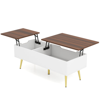 Mesa de centro elevable de 47 pulgadas con 2 compartimentos ocultos - Café