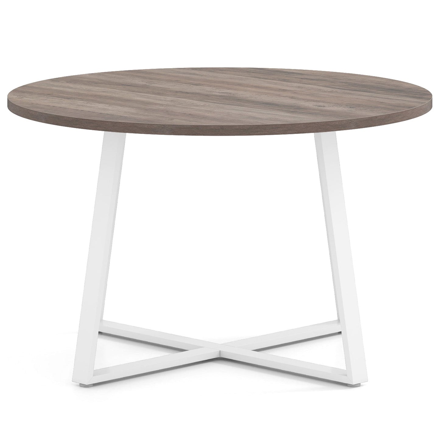 47 Inch Round Dining Table with Stable X-shaped Base and Round Thickened Tabletop