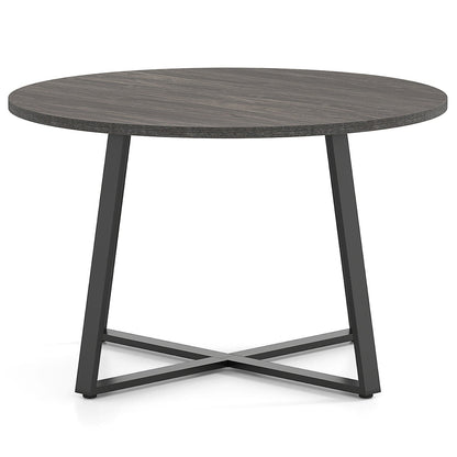 47 Inch Round Dining Table with Stable X-shaped Base and Round Thickened Tabletop