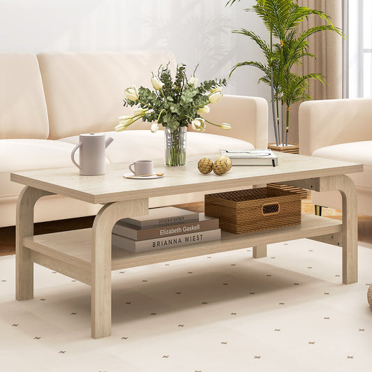 47 Inches Accent Rectangular Coffee Table for Living Room-Natural - Tampa Home & Garden Store