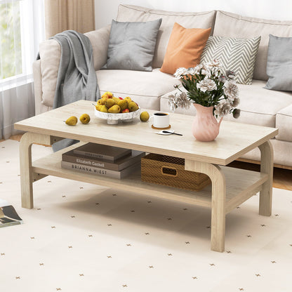 Mesa de centro rectangular decorativa de 47 pulgadas para sala de estar - Natural