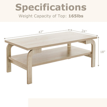 Mesa de centro rectangular decorativa de 47 pulgadas para sala de estar - Natural