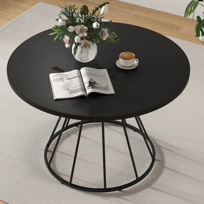 Round Dining Table for 4, Farmhouse Wooden Top
