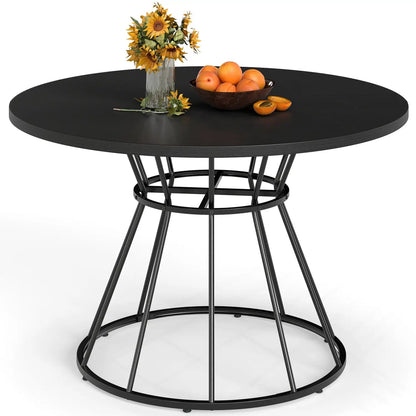 Round Dining Table for 4, Farmhouse Wooden Top