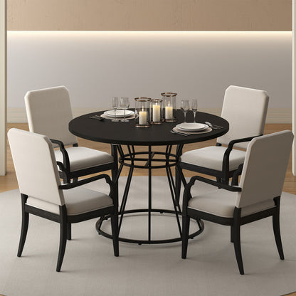 Round Dining Table for 4, Farmhouse Wooden Top