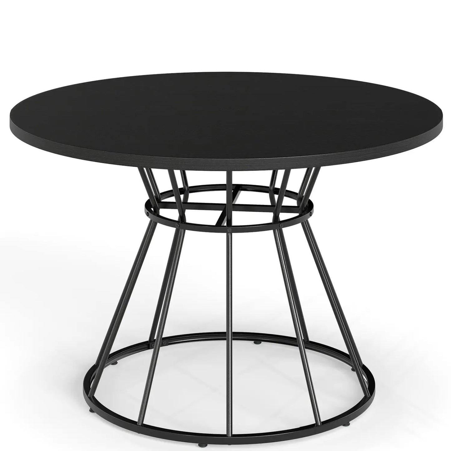 Round Dining Table for 4, Farmhouse Wooden Top