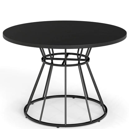 Round Dining Table for 4, Farmhouse Wooden Top