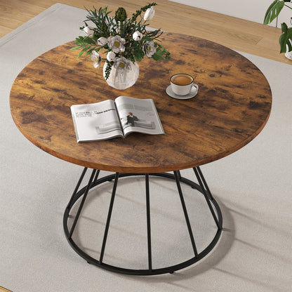 Round Dining Table for 4, Farmhouse Wooden Top
