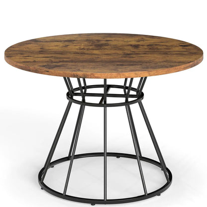 Round Dining Table for 4, Farmhouse Wooden Top