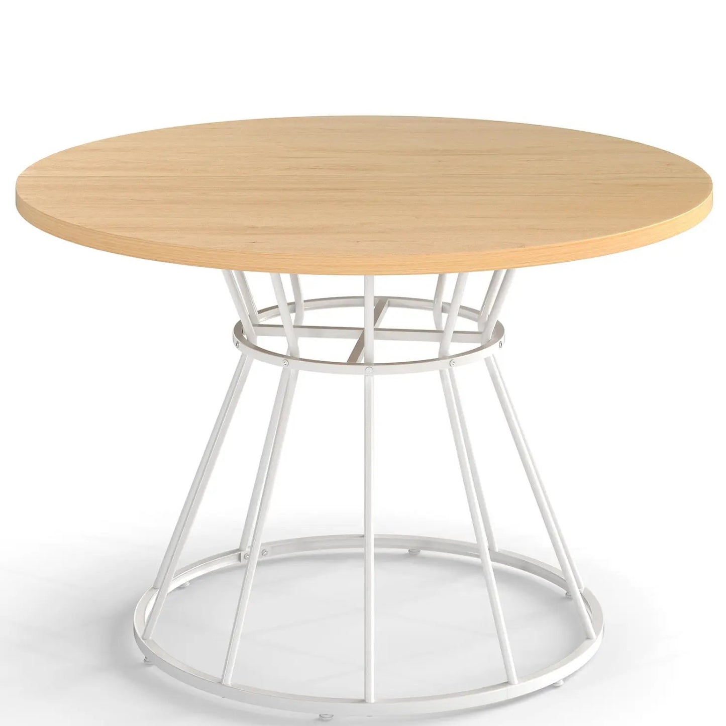 Round Dining Table for 4, Farmhouse Wooden Top