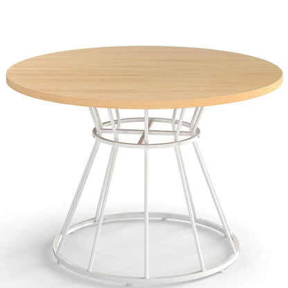Round Dining Table for 4, Farmhouse Wooden Top